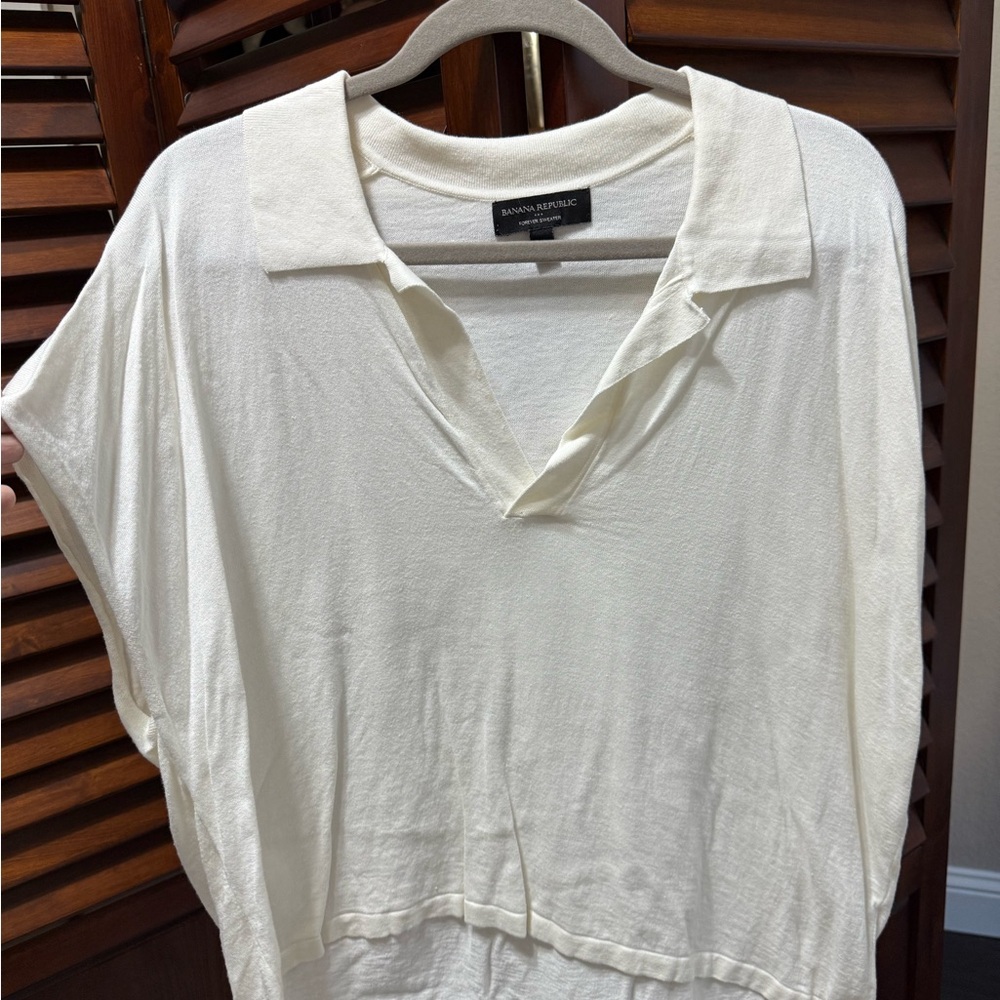Banana Republic Women's Cream Polo Top